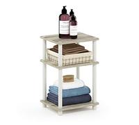 Furinno Juste Turn-N-Tube Table D'appoint à 3 Niveaux, paquet de 1, Chêne Sonoma/Blanc