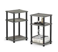 Furinno Juste Turn-N-Tube Table D'appoint à 3 Niveaux, paquet de 2, Chêne Français