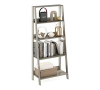 Furinno Ladder Book Shelf, 5-Tier Ladder Shelf, Bookshelf, Display Storage Shelves, 13 x 23.6 x 53.5, for Living Room, Home Office, Grey Oak
