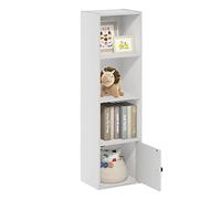 Furinno Luder Bibliothèque à 4 Niveaux avec 1 Porte de Rangement, Blanc