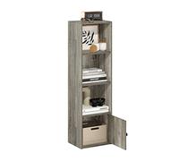 Furinno Luder Bibliothèque à 4 Niveaux avec 1 Porte de Rangement, Chêne Français