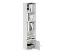 Furinno Luder Bibliothèque à 5 Niveaux avec 1 Porte de Rangement, Blanc