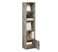 Furinno Luder Bibliothèque à 5 Niveaux avec 1 Porte de Rangement, Chêne Français