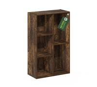 Furinno Luder Bibliothèque, Étagère À 5 Cubes, Bibliothèque avec Étagère Ouverte, Montage sans Outil, 24 X 50 X 80 Cm, pour Salon, Chambre, Bureau, Pin Ambré