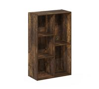 Furinno Luder Bibliothèque, Étagère À 5 Cubes, Bibliothèque avec Étagère Ouverte, Montage sans Outil, 24 X 50 X 80 Cm, pour Salon, Chambre, Bureau, Pin Ambré