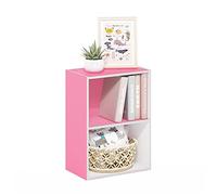 Furinno Luder Bibliothèque/étagère de Rangement 2 étages, Blanc/Rose, 2-Tier