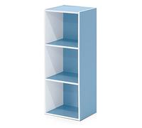 Furinno Luder Bibliothèque Étagère de Rangement Cubes à 3 Étages, Blanc/Bleu Clair