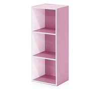 Furinno Luder Bibliothèque Étagère de Rangement Cubes à 3 Étages, Blanc/Rose
