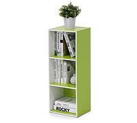 Furinno Luder Bibliothèque Étagère de Rangement Cubes à 3 Étages, Blanc/Vert