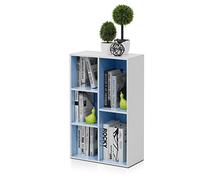 Furinno Luder Bibliothèque Etagère de Rangement Ouverte à 5 Cubes, Blanc/Bleu Clair
