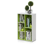 Furinno Luder Bibliothèque Etagère de Rangement Ouverte à 5 Cubes, Blanc/Vert
