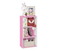 Furinno Luder Bibliothèque ouverte à 3 niveaux, Blanc/Rose, 3-Tier