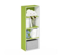 Furinno Luder Bibliothèque ouverte à 4 étages, Blanc/Vert, 4-Tier