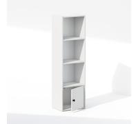 Furinno Luder bibliothèque sur Pied à 4 Niveaux avec Armoire de Rangement à 1 Porte, Blanc