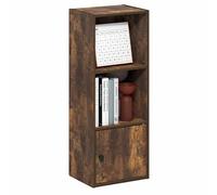 Furinno LUDER Étagère à livres à 3 niveaux avec étagère ouverte, bibliothèque debout avec armoire à 1 porte, 9,3 x 12 x 31,5, pour l'organisation et le rangement, pour salon, chambre à coucher, bureau