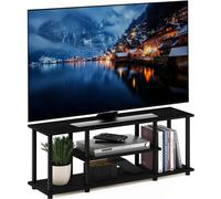 Furinno Meuble TV à 3 étages, panneau de particules, noyer/noir, 14 cm, noyer/noir, pouce