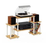 Furinno Meuble TV sans Outils, Hêtre et Blanc, Taille Unique, Beech et White, One Size