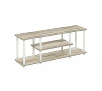 Furinno Meubles TV de Divertissement à 3 Niveaux, Panneau de Particules, Chêne/Blanc, 55 Pouces, Oak/White, Inch
