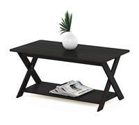 Furinno Modern Coffee Table, Coffee Table with Storage, Center Table with X-Shaped Legs for Living Room, Black Espresso