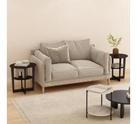 Furinno Modern Lot de 2 Tables d'appoint Ouvertes à 2 Niveaux avec Plateau Ovale, Table de Nuit, Table de Chevet, Montage Facile, pour Salon, Chambre à Coucher, Noyer Noir