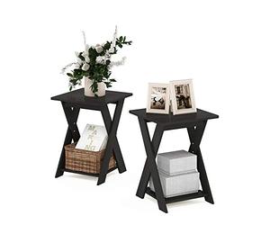 Furinno Modern Simplistic Table de Bout Croisée, Espresso, Lot de 2, Bois dense, Marron, One Size