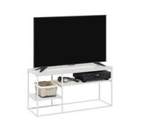 Furinno Moretti Style de Vie Moderne Meuble TV pour Téléviseur Jusqu'à 50 Pouces, Blanche Unie/Blanche