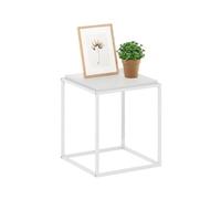 Furinno Moretti Table D'Appoint, Table De Chevet Empilable À 1 Niveau avec Structure Métallique, Montage sans Outil, pour Salon Ou Chambre, Blanc Uni