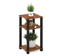 Furinno Pangkor Table d'appoint en bois à 3 niveaux Turn-N-Tube pour intérieur et extérieur avec poteaux carrés, naturel/noir
