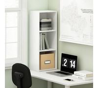 Furinno PASIR Bibliothèque à 3 Niveaux, Assemblage Minimal d'outils avec étagères Ouvertes, 22,9 x 30,5 x 81,3 cm, au Sol, pour Salon, Chambre à Coucher, Bureau à Domicile, Blanc uni