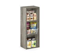 Furinno Pasir Bibliothèque ouverte à 3 niveaux sans outil à assembler, Chêne français, 3-Tier Cube No Tool