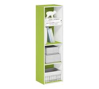 Furinno Pasir Bibliothèque ouverte à 4 niveaux, Blanc/Vert, 4-Tier Cube