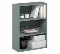 Furinno PASIR Étagère, Bibliothèque À 3 Niveaux, Étagères De Rangement, 24,6 X 60,2 X 80 Cm, pour Salon, Chambre, Bureau, Vert Sauge