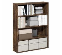 Furinno PASIR Étagère, bibliothèque à 4 Niveaux avec étagère Ouverte, 9,3 x 31,3 x 41,8 cm, idéale pour Le Bureau ou Le Salon, Couleur pin ambré.