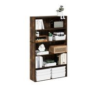 Furinno PASIR Étagère, Bibliothèque À 5 Niveaux avec Étagère Ouverte, 24 X 80 X 134 Cm, Idéale pour Le Salon, La Chambre Ou Le Bureau, Couleur Pin Ambré.