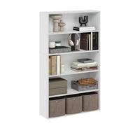 Furinno PASIR Étagère, Bibliothèque À 5 Niveaux avec Étagère Ouverte, 24 X 80 X 134 Cm, Idéale pour Le Salon, La Chambre Ou Le Bureau, Blanche.