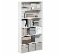 Furinno PASIR Étagère, bibliothèque à 6 Niveaux avec étagère Ouverte, 24 x 80 x 160 cm, idéale pour Bureau, Chambre ou Salon, Blanche.