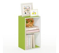 Furinno Pasir Étagère ouverte à 2 niveaux, Blanc/Vert, 2-Tier Cube