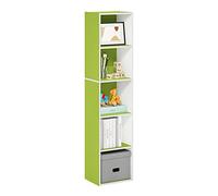 Furinno Pasir Étagère ouverte à 5 niveaux, Blanc/Vert, 5-Tier Cube