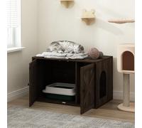 Furinno PELI Enclos à litière cachée pour Chat avec entrée latérale, Maison en Bois avec Porte à Lattes, Assemblage Facile, pour Salon, ébène