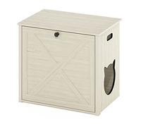 Furinno Peli Petit Bac à Litière pour Chat avec Porte Simple, Blanc Délavé