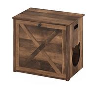 Furinno Peli Petit Bac à Litière pour Chat avec Porte Simple, Marron Rustique