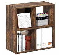 Furinno PELLI - Bibliothèque à 4 Cubes avec Dos Ouvert et Dos fermé, 2 x 2 armoires de Rangement, 11,6 x 24,2 x 24,2 cm, pour Salon, Chambre à Coucher, Bureau à Domicile, pin ambré
