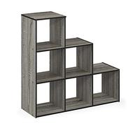 Furinno Pelli Cubique Armoire de Rangement, 3-2-1, Chêne Français Gris/Noir, Bois, One Size