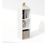 Furinno PELLI Étagère, Bibliothèque À 3 Cubes, Rangement Intégré, 29,7 X 30,7 X 90 Cm, Idéale pour Le Salon, La Chambre Ou Le Bureau, Blanche