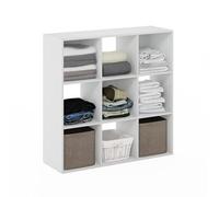 Furinno Pelli Étagère de Rangement cubique Polyvalente pour vêtements et placards, 9 Cubes, Blanc