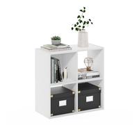 Furinno PELLI Étagère, Étagère 2X2, Meuble De Rangement Cubique, 29,5 X 61,5 X 61,5 Cm, pour Salon, Chambre, Bureau, Blanc