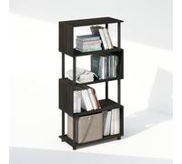 Furinno Reed Étagère à Livres à 5 Niveaux en Forme de S 11,8 x 23,6 x 48 cm pour Salon, Chambre à Coucher, Bureau à Domicile, Expresso Noir