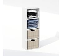 Furinno Reed Organisateurs de Placard et de Rangement, Organiseur de Placard à 4 Niveaux, étagère Ouverte de Rangement, pour Armoire, Chambre à Coucher, Salon, Blanc