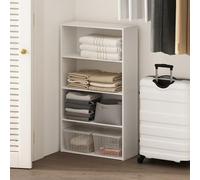 Furinno Reed Organisateurs et Rangement de Placard, Organisateur de Placard 4 Niveaux, Étagère Ouverte de Placard, pour Garde-Robe, Chambre, Salon, Blanc