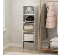 Furinno Reed Organisateurs et Rangement de Placard, Organisateur de Placard 5 Niveaux, Étagère Ouverte de Placard, pour Garde-Robe, Chambre, Salon, Blanc